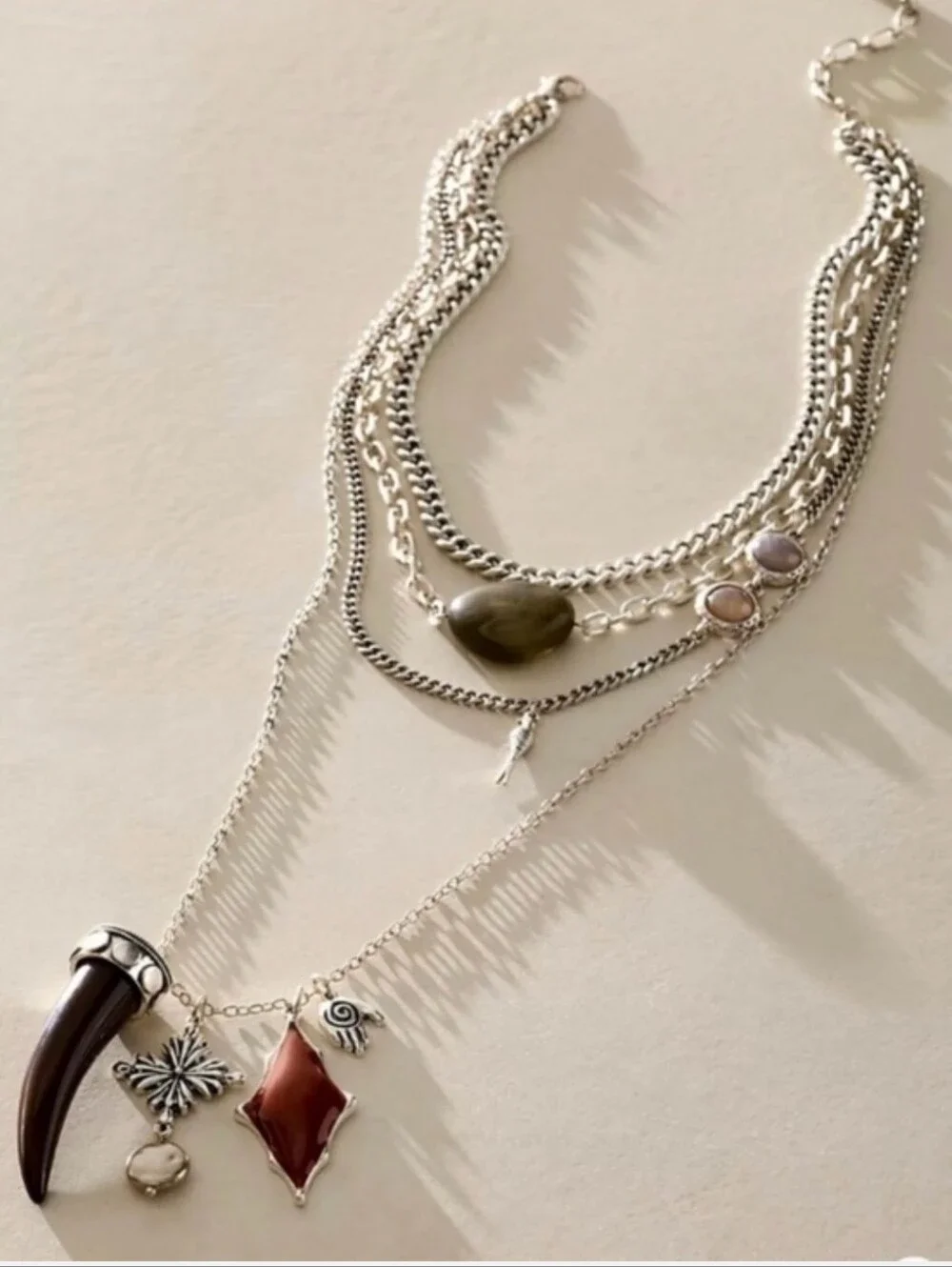 NWT Free People Zella Layer Necklace. Silver Tone